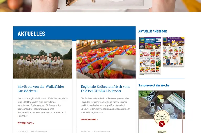 Die Startseite des Blogs von EDEKA Hollender