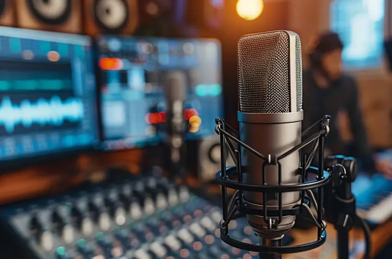 Podcast-Aufnahmestudio mit Equipment
