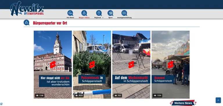 Newsify38 Bürgervideos, Screenshot