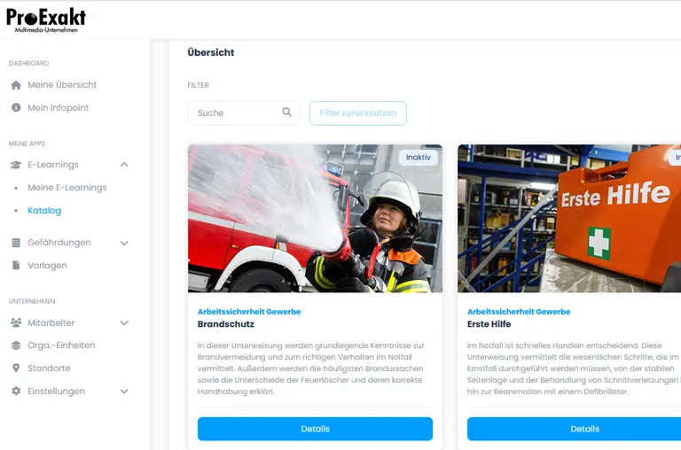 Screenshot vom neuen Arbeitsschutz-Programm Smart Campus
