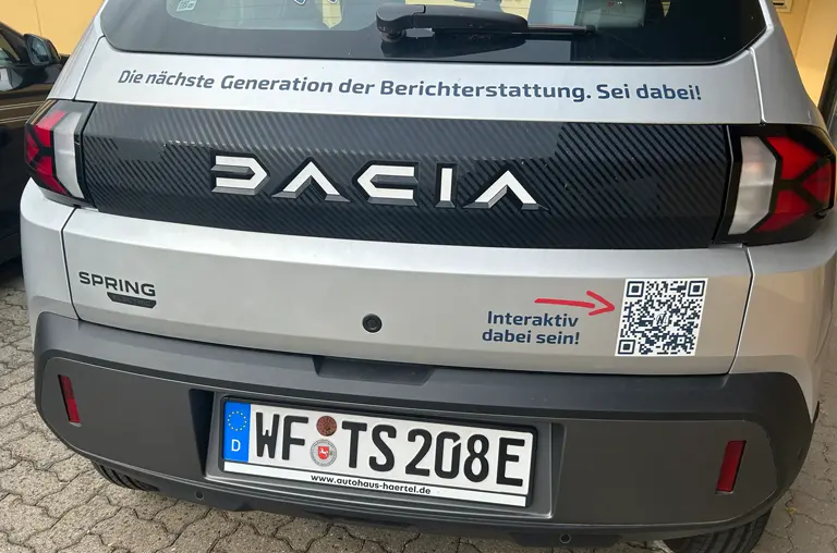 "WF - TS 208E" - das neue E-Auto ist ein Dacia "Spring"