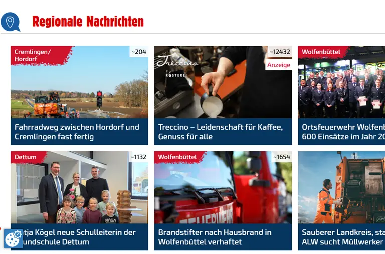 Multimedia-Anzeige eingebettet in die NewsifyNDS-Website