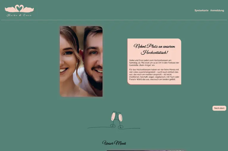 Screenshot einer Projektarbeit für eine Hochzeit