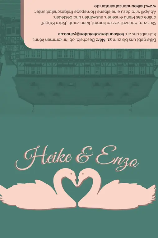 Vorderseite Einladungskarte Heike&Enzo